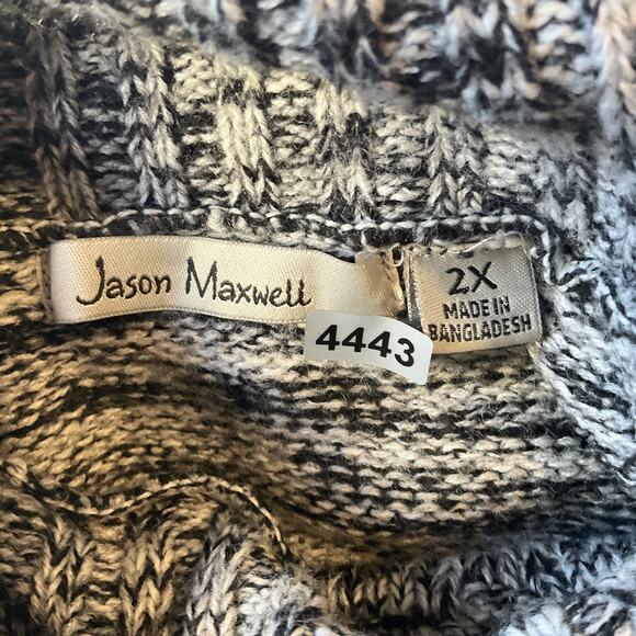 Jason Maxwell Women Sweatshirt Size 2X Gray Cable Knit Long Sleeve Turtleneck - Picture 2 of 8